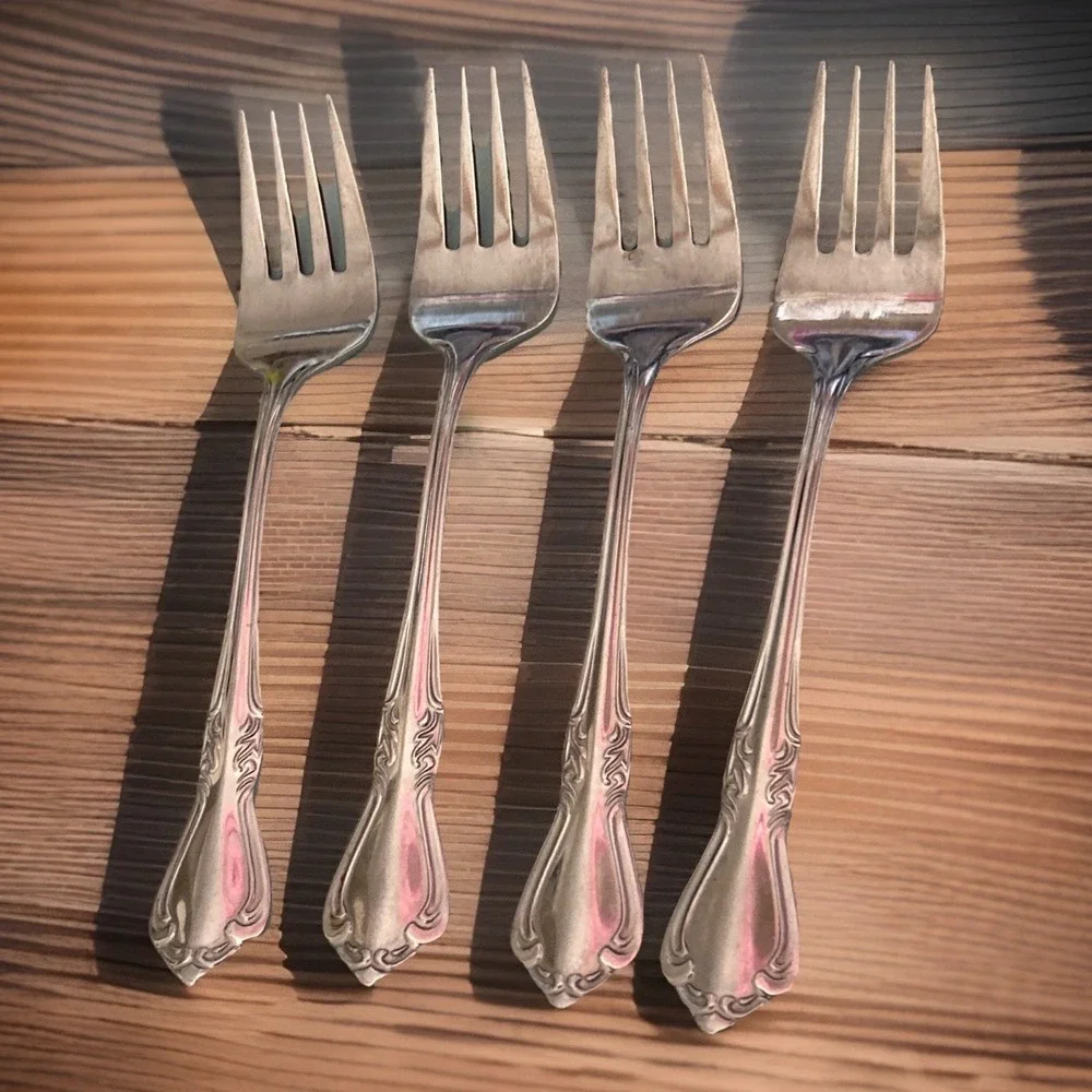 Belle Grove Reed & Barton Select Salad Fork Lot 4 Stainless Flatware Vintage